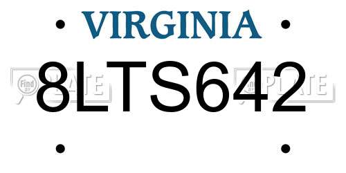 8LTS642 Virginia License Plate