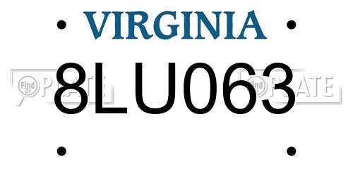 8LU063 Virginia License Plate