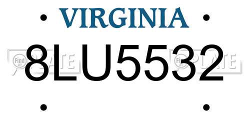 8LU5532 Virginia License Plate