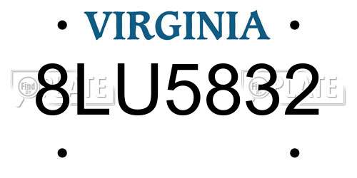 8LU5832 Virginia License Plate