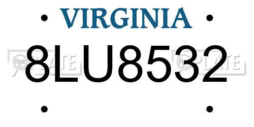 8LU8532 Virginia License Plate