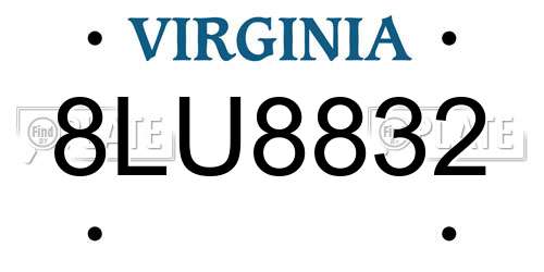 8LU8832 Virginia License Plate