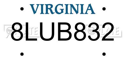 8LUB832 Virginia License Plate