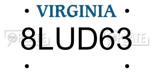 8LUD63 Virginia License Plate