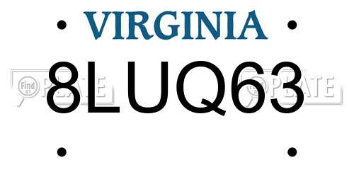 8LUQ63 Virginia License Plate