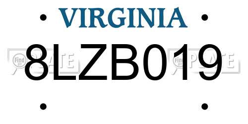 8LZB019 Virginia License Plate