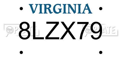 8LZX79 Virginia License Plate