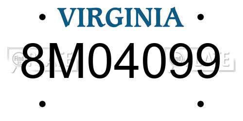 8M04099 Virginia License Plate