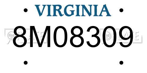8M08309 Virginia License Plate