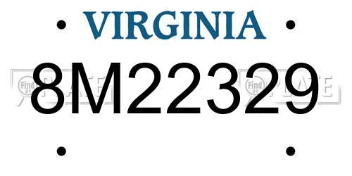8M22329 Virginia License Plate