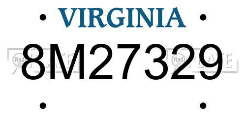 8M27329 Virginia License Plate