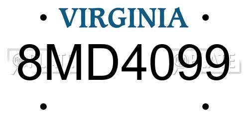 8MD4099 Virginia License Plate