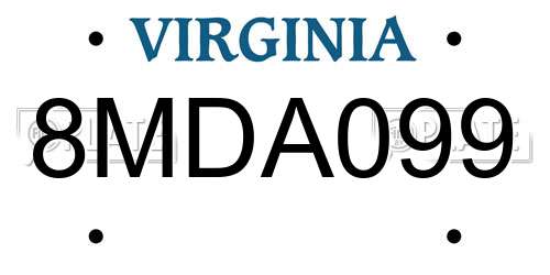 8MDA099 Virginia License Plate