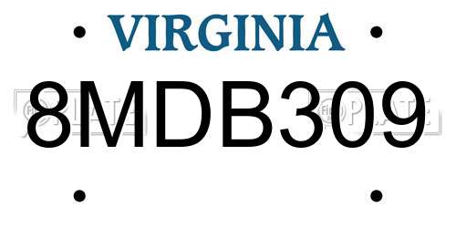 8MDB309 Virginia License Plate