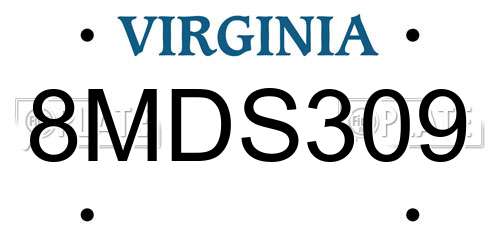 8MDS309 Virginia License Plate