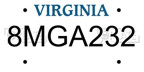 8MGA232 Virginia License Plate