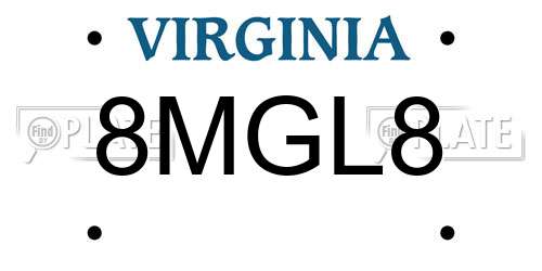 8MGL8 Virginia License Plate