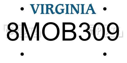 8MOB309 Virginia License Plate