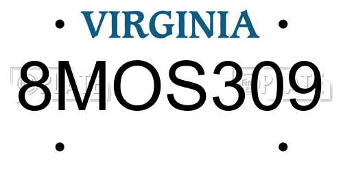 8MOS309 Virginia License Plate