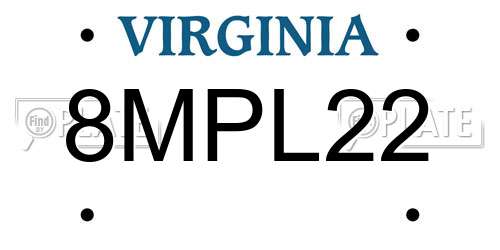 8MPL22 Virginia License Plate