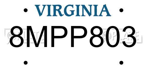 8MPP803 Virginia License Plate