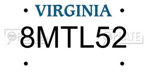 8MTL52 Virginia License Plate