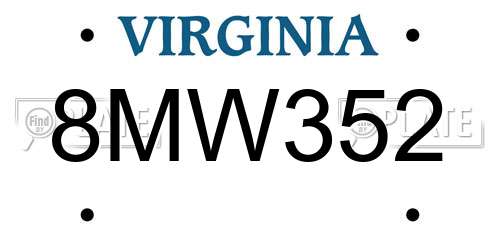 8MW352 Virginia License Plate