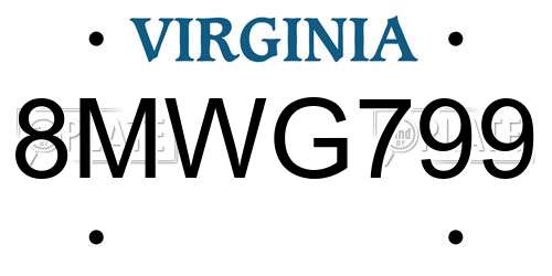 8MWG799 Virginia License Plate