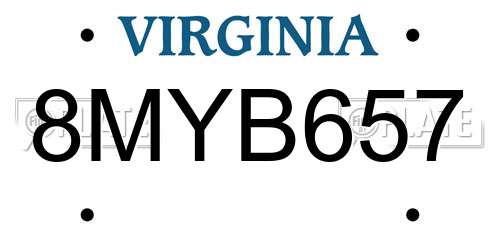 8MYB657 Virginia License Plate