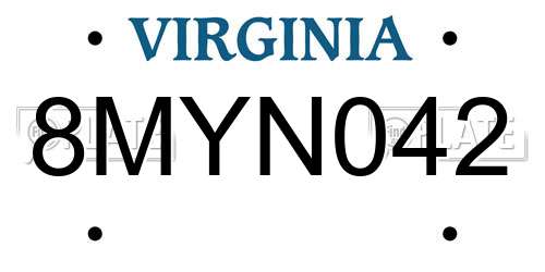 8MYN042 Virginia License Plate
