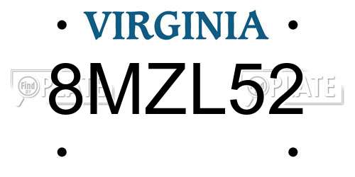 8MZL52 Virginia License Plate