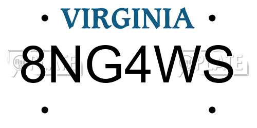 8NG4WS Virginia License Plate