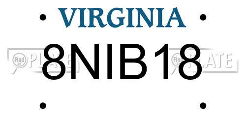 8NIB18 Virginia License Plate