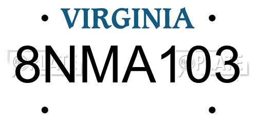 8NMA103 Virginia License Plate