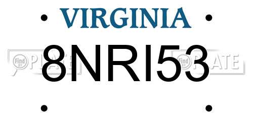 8NRI53 Virginia License Plate