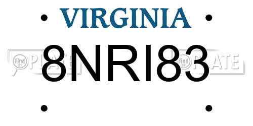 8NRI83 Virginia License Plate