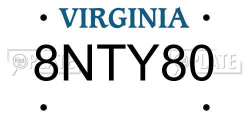 8NTY80 Virginia License Plate