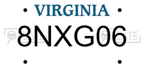 8NXG06 Virginia License Plate