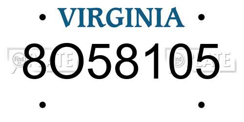 8O58105 Virginia License Plate