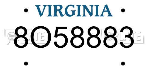 8O58883 Virginia License Plate