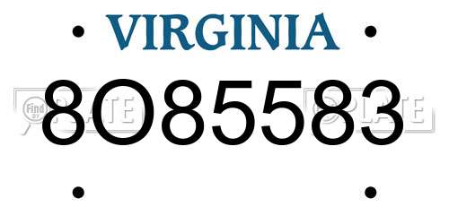8O85583 Virginia License Plate