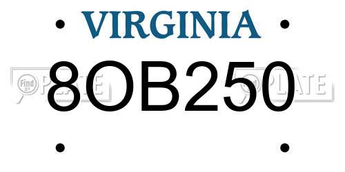 8OB250 Virginia License Plate