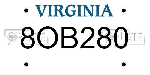 8OB280 Virginia License Plate