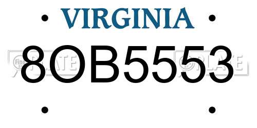 8OB5553 Virginia License Plate
