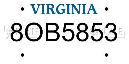 8OB5853 Virginia License Plate