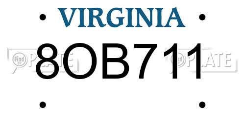 8OB711 Virginia License Plate