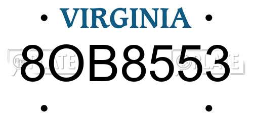 8OB8553 Virginia License Plate