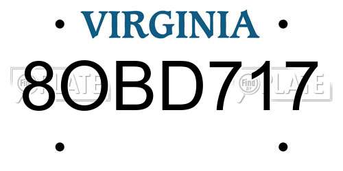8OBD717 Virginia License Plate