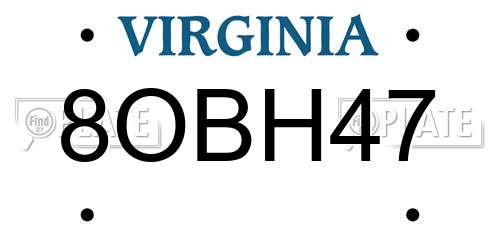8OBH47 Virginia License Plate