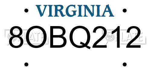 8OBQ212 Virginia License Plate